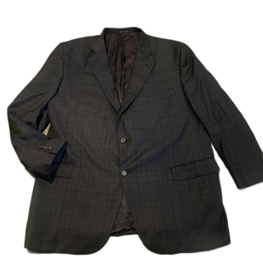 CREMIEUX Men's Blazer Jacket Blue Plaid Denver Super 130s Loro Piana Wool 52L/46